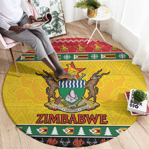 Afro Zimbabwe Christmas Round Carpet Coat Of Arms - African Pattern