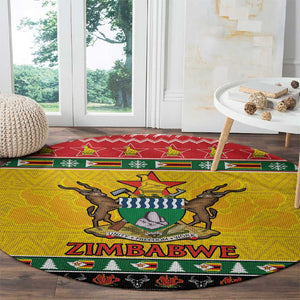 Afro Zimbabwe Christmas Round Carpet Coat Of Arms - African Pattern