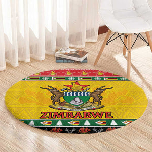 Afro Zimbabwe Christmas Round Carpet Coat Of Arms - African Pattern