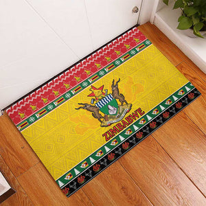 Afro Zimbabwe Christmas Rubber Doormat Coat Of Arms - African Pattern