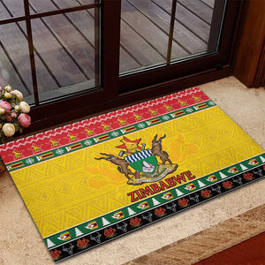 Afro Zimbabwe Christmas Rubber Doormat Coat Of Arms - African Pattern