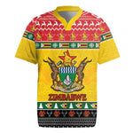 Afro Zimbabwe Christmas Rugby Jersey Coat Of Arms - African Pattern