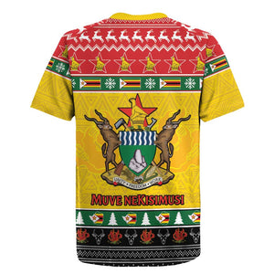 Afro Zimbabwe Christmas Rugby Jersey Coat Of Arms - African Pattern