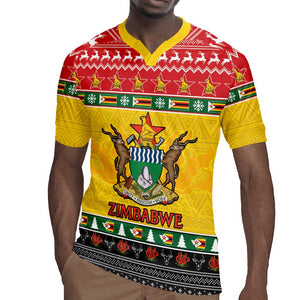 Afro Zimbabwe Christmas Rugby Jersey Coat Of Arms - African Pattern