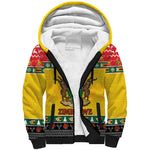 Afro Zimbabwe Christmas Sherpa Hoodie Coat Of Arms - African Pattern