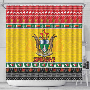 Afro Zimbabwe Christmas Shower Curtain Coat Of Arms - African Pattern