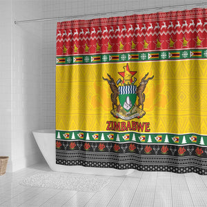 Afro Zimbabwe Christmas Shower Curtain Coat Of Arms - African Pattern