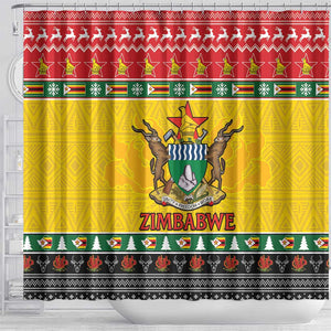 Afro Zimbabwe Christmas Shower Curtain Coat Of Arms - African Pattern