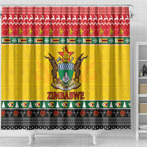 Afro Zimbabwe Christmas Shower Curtain Coat Of Arms - African Pattern