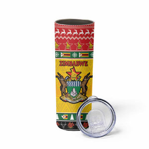 Afro Zimbabwe Christmas Skinny Tumbler Coat Of Arms - African Pattern