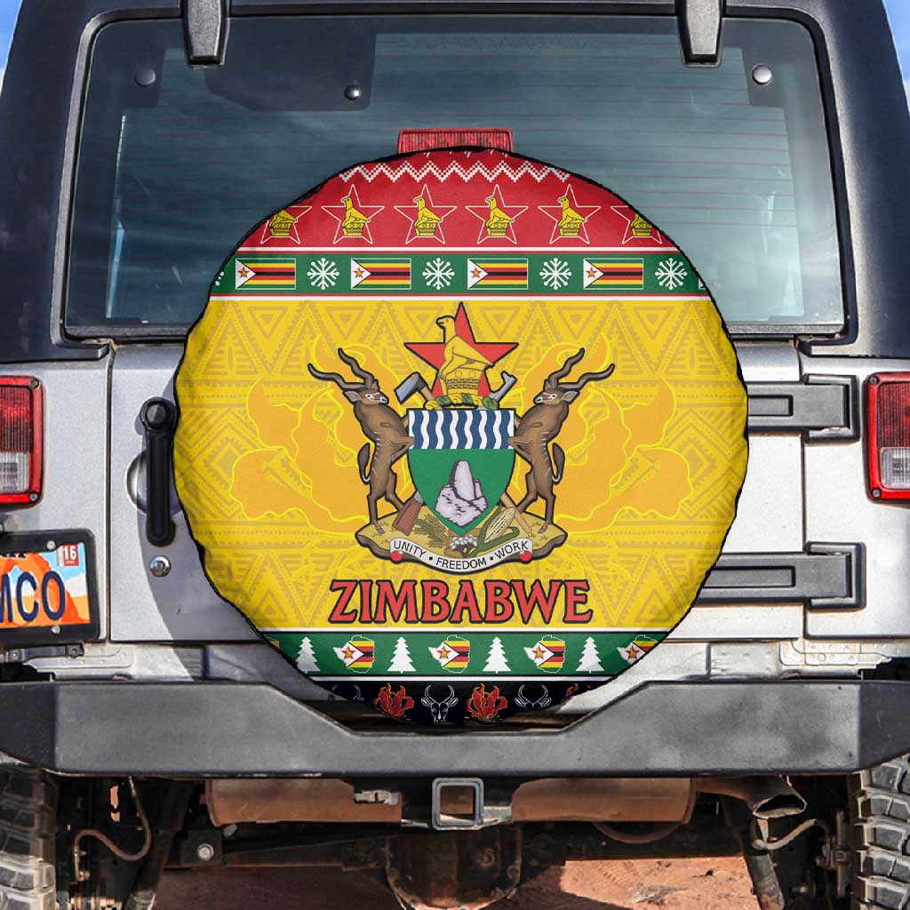 Afro Zimbabwe Christmas Spare Tire Cover Coat Of Arms - African Pattern