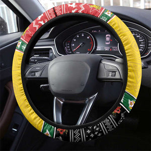 Afro Zimbabwe Christmas Steering Wheel Cover Coat Of Arms - African Pattern