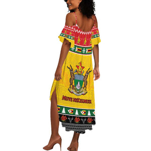 Afro Zimbabwe Christmas Summer Maxi Dress Coat Of Arms - African Pattern