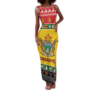 Afro Zimbabwe Christmas Tank Maxi Dress Coat Of Arms - African Pattern