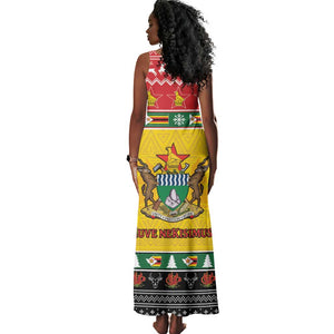 Afro Zimbabwe Christmas Tank Maxi Dress Coat Of Arms - African Pattern