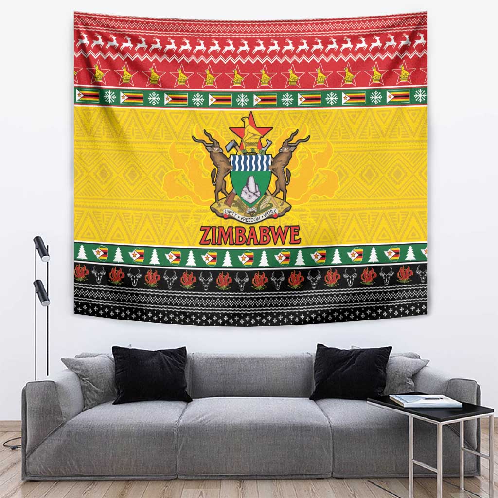 Afro Zimbabwe Christmas Tapestry Coat Of Arms - African Pattern