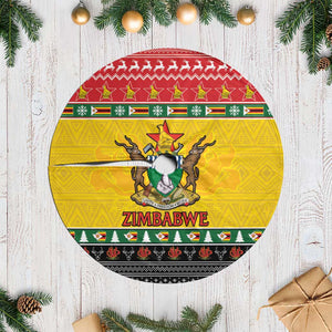 Afro Zimbabwe Christmas Tree Skirt Coat Of Arms with African Pattern