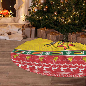 Afro Zimbabwe Christmas Tree Skirt Coat Of Arms with African Pattern