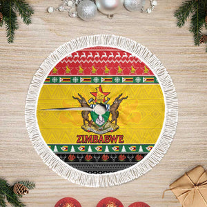 Afro Zimbabwe Christmas Tree Skirt Coat Of Arms with African Pattern