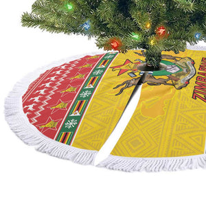 Afro Zimbabwe Christmas Tree Skirt Coat Of Arms with African Pattern