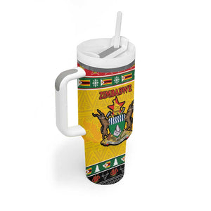 Afro Zimbabwe Christmas Tumbler With Handle Coat Of Arms - African Pattern