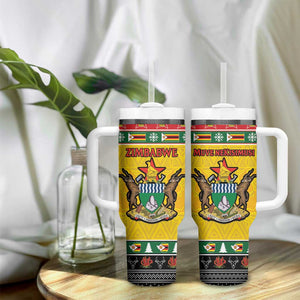 Afro Zimbabwe Christmas Tumbler With Handle Coat Of Arms - African Pattern