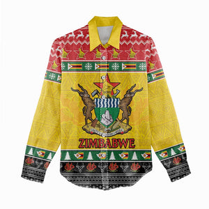 Afro Zimbabwe Christmas Women Casual Shirt Coat Of Arms - African Pattern