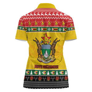 Afro Zimbabwe Christmas Women Polo Shirt Coat Of Arms - African Pattern