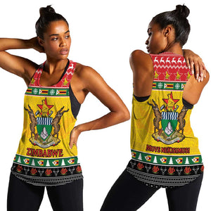 Afro Zimbabwe Christmas Women Racerback Tank Coat Of Arms - African Pattern