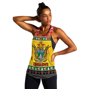 Afro Zimbabwe Christmas Women Racerback Tank Coat Of Arms - African Pattern