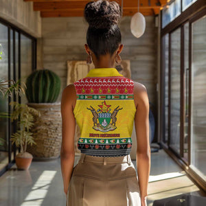 Afro Zimbabwe Christmas Women Sleeveless Polo Shirt Coat Of Arms - African Pattern