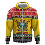 Afro Zimbabwe Christmas Zip Hoodie Coat Of Arms - African Pattern