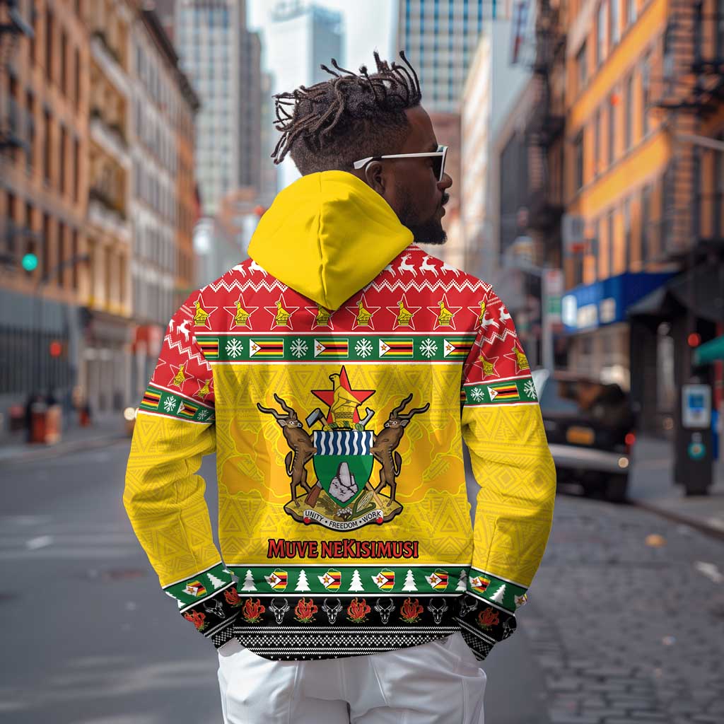 Afro Zimbabwe Christmas Zip Hoodie Coat Of Arms - African Pattern