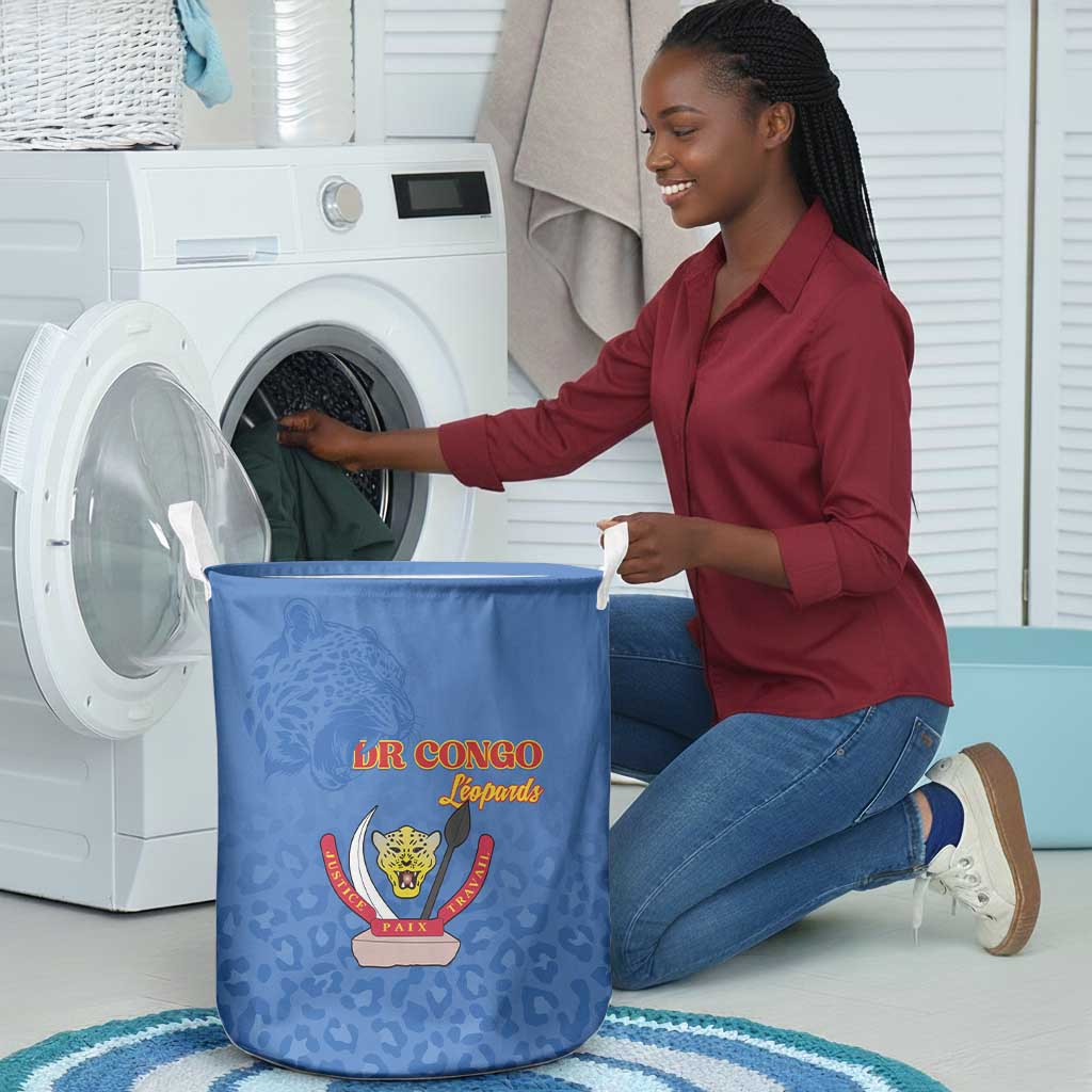 Afro DR Congo Football Laundry Basket Viva Les Leopards - Blue - African Pride