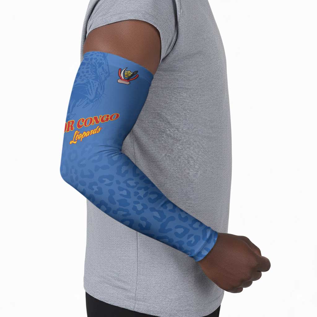 Custom DR Congo Football Arm Sleeves Go Champions Leopards - Blue
