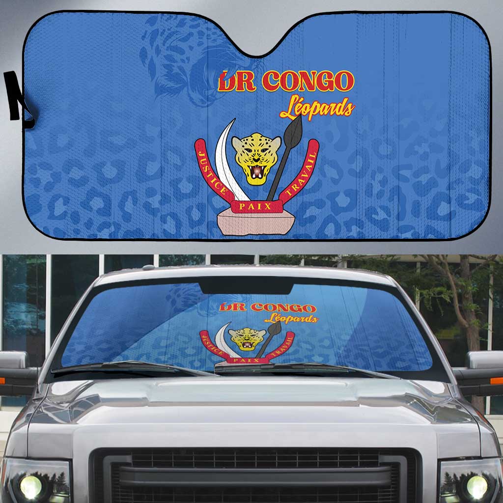 DR Congo Football Auto Sun Shade Go Champions Leopards - Blue
