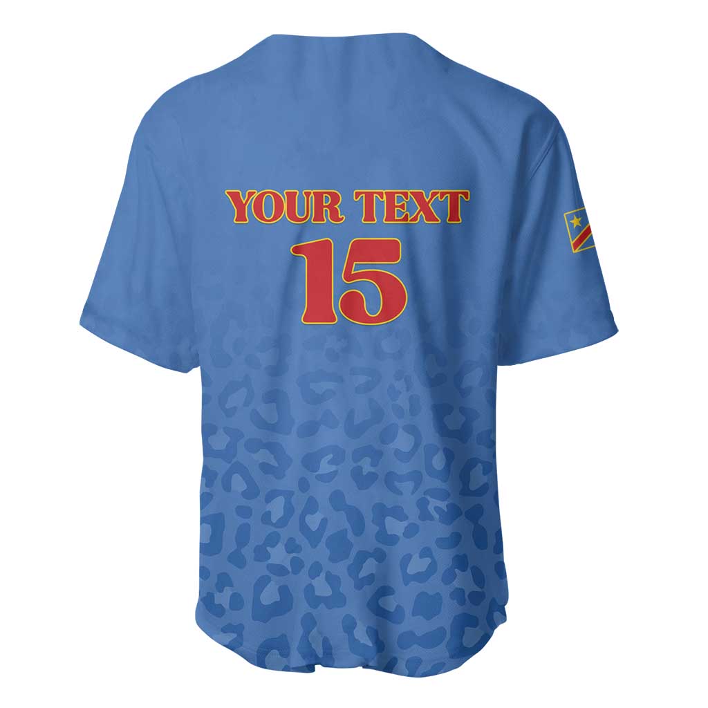 Afro DR Congo Football Custom Baseball Jersey Viva Les Leopards - Blue LT15