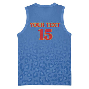 Afro DR Congo Football Custom Basketball Jersey Viva Les Leopards - Blue - African Pride