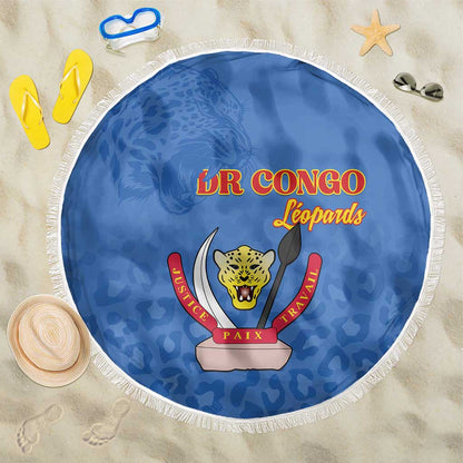 Afro DR Congo Football Beach Blanket Viva Les Leopards - Blue - African Pride