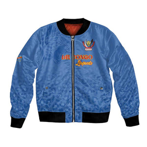 Afro DR Congo Football Custom Bomber Jacket Viva Les Leopards - Blue - African Pride