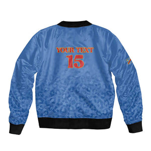 Afro DR Congo Football Custom Bomber Jacket Viva Les Leopards - Blue - African Pride