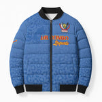 Custom DR Congo Football Bomber Puffer Jacket Go Champions Leopards - Blue