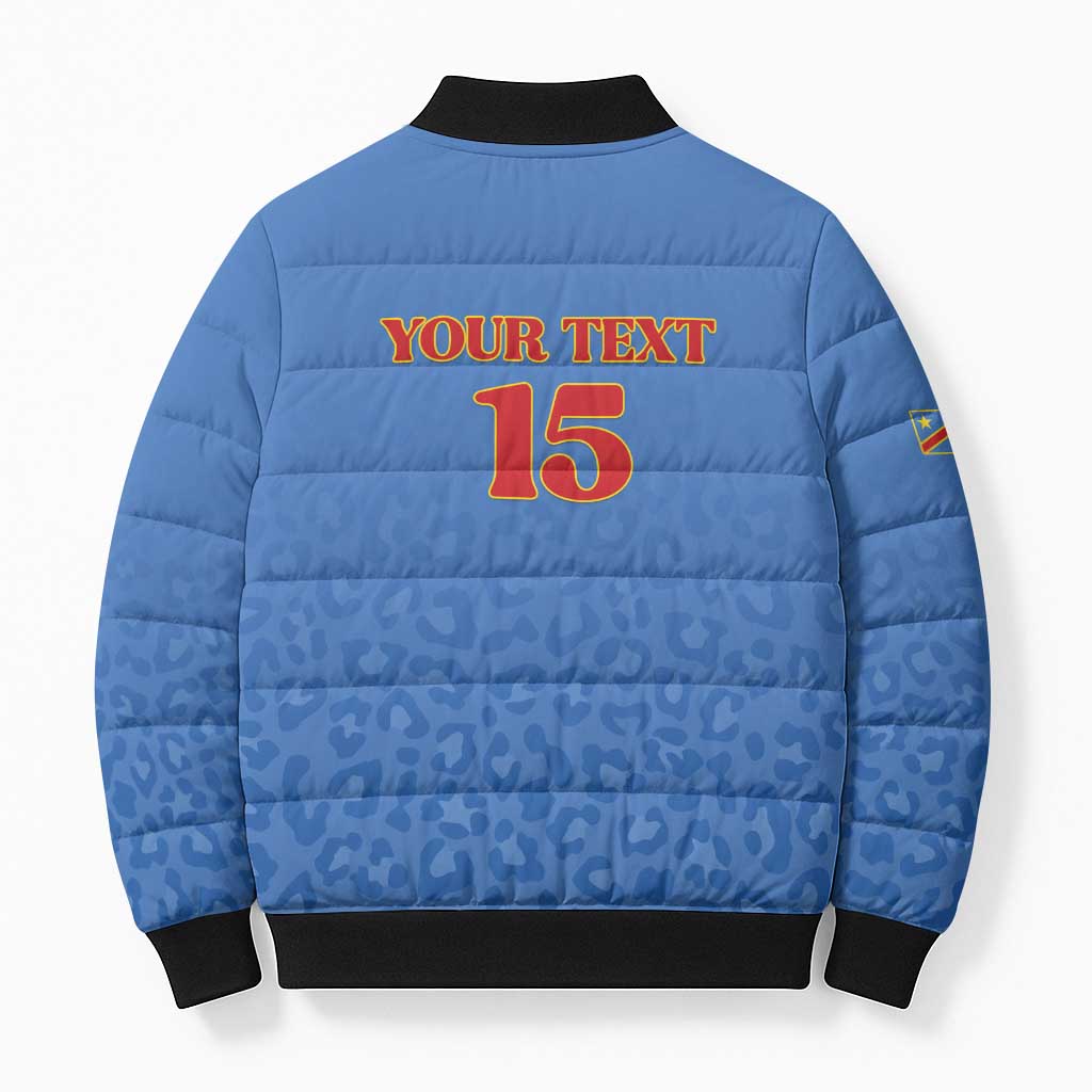 Custom DR Congo Football Bomber Puffer Jacket Go Champions Leopards - Blue