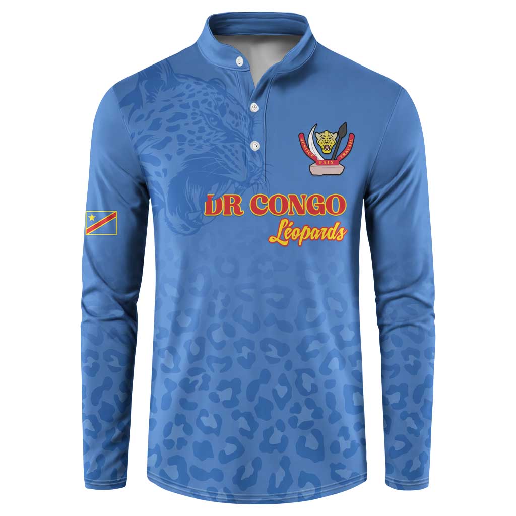Custom DR Congo Football Button Sweatshirt Go Champions Leopards - Blue