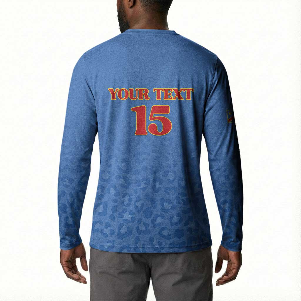 Custom DR Congo Football Button Sweatshirt Go Champions Leopards - Blue