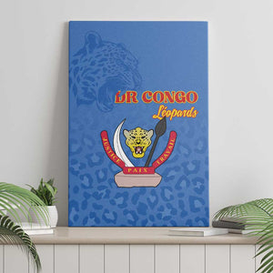 Afro DR Congo Football Canvas Wall Art Viva Les Leopards - Blue - African Pride