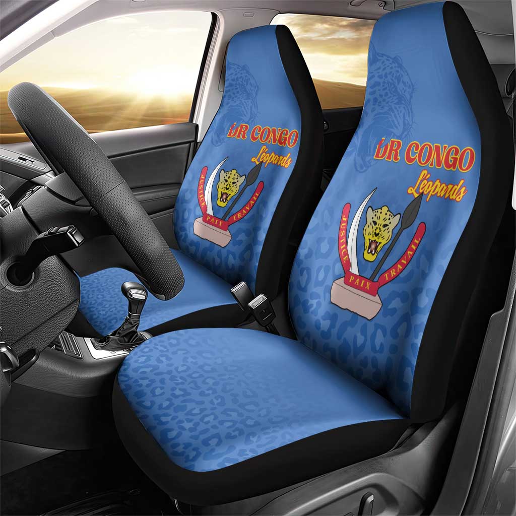 Afro DR Congo Football Car Seat Cover Viva Les Leopards - Blue - African Pride