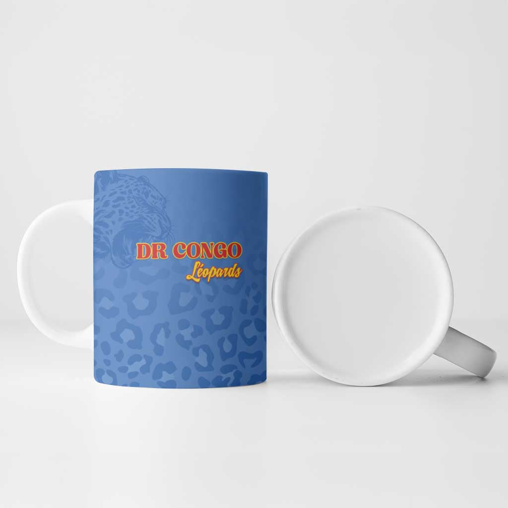 Custom DR Congo Football Ceramic Mug Go Champions Leopards - Blue