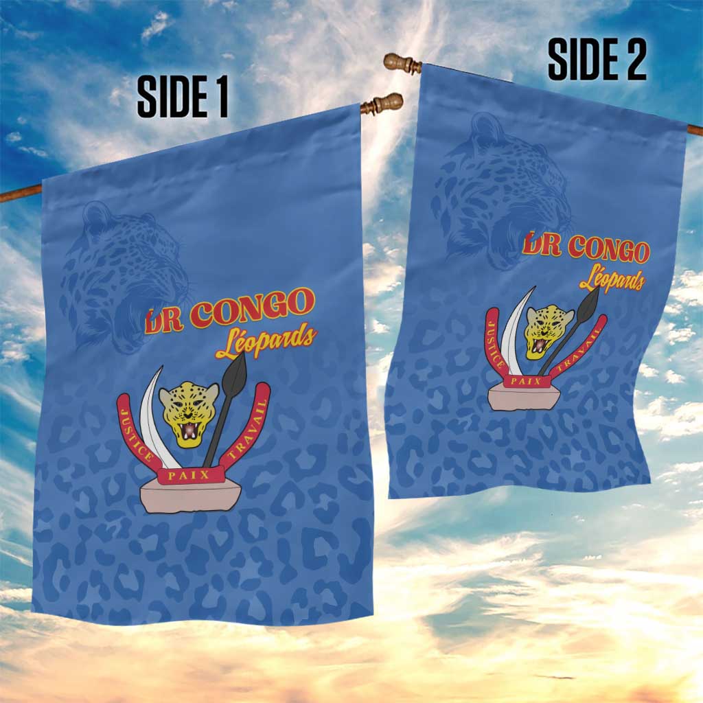 Afro DR Congo Football Garden Flag Viva Les Leopards - Blue - African Pride