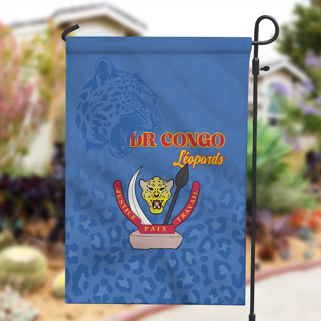 Afro DR Congo Football Garden Flag Viva Les Leopards - Blue - African Pride